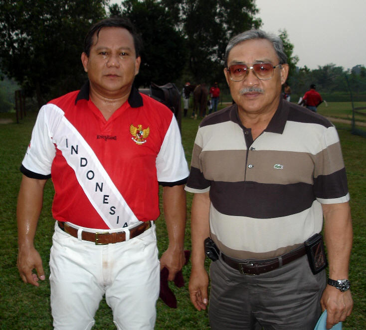 Prabowo after chukkas with "Pehin Datu," H.E. Ambassador Hussein, The Brunei Ambassador to Indonesia -- a former polo player himself.