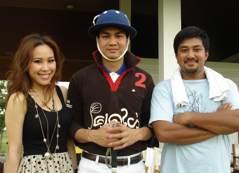 Khun M receiving support from Commander Un and Khun Rak before he takes to the field in his first-ever polo match to score his first-ever goal